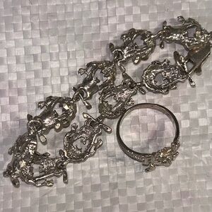 Vintage 90s Taz-Mania set or ring and bracelet sterling silver